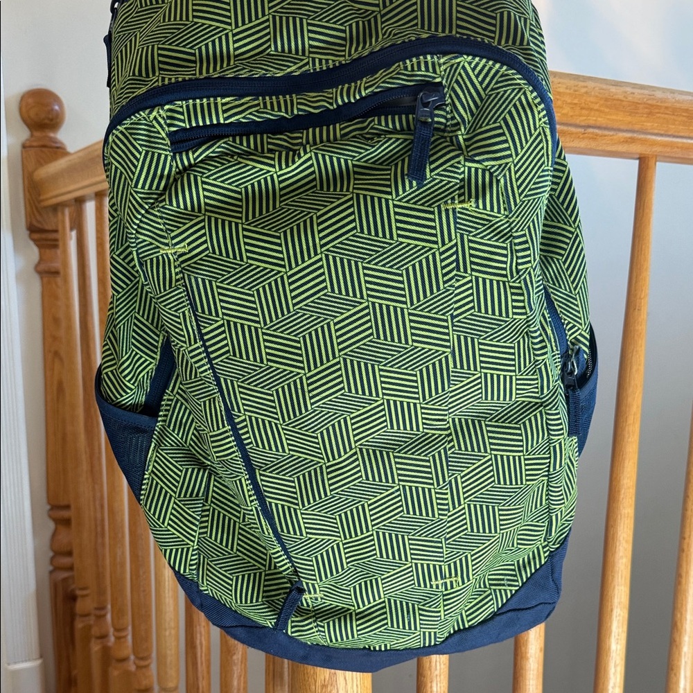 Lands' End Green and Black Patterned Backpack